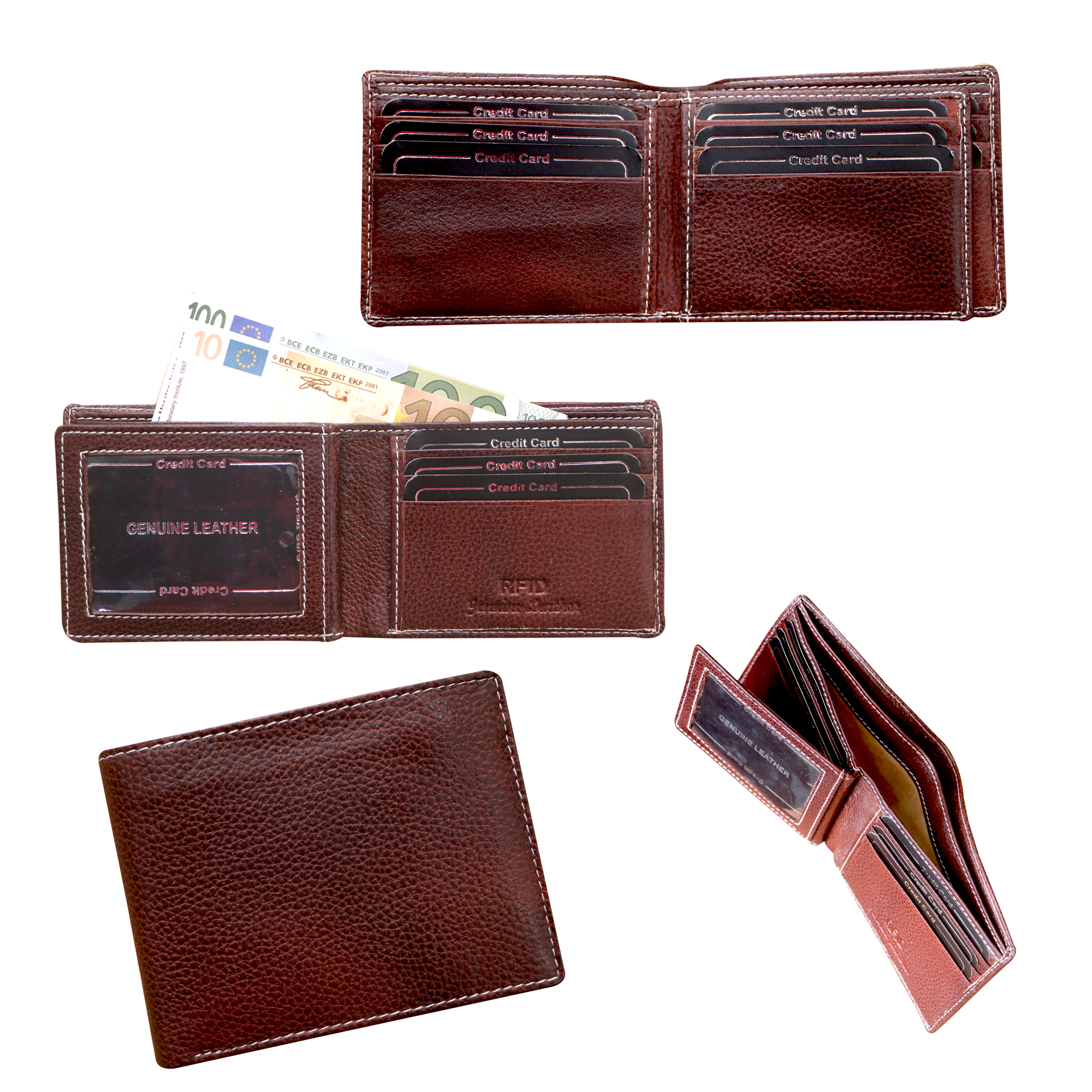 Red Brown Vintage Passcase Wallet